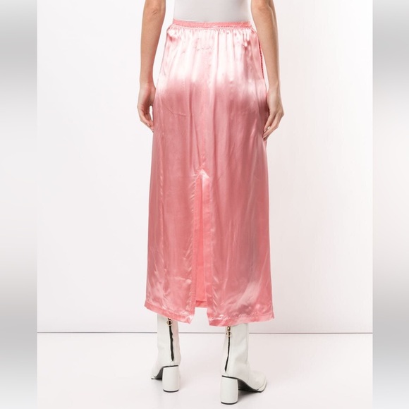 NEW Maison Margiela Pink Silk Midi Skirt Shine with Pockets - Picture 6 of 6